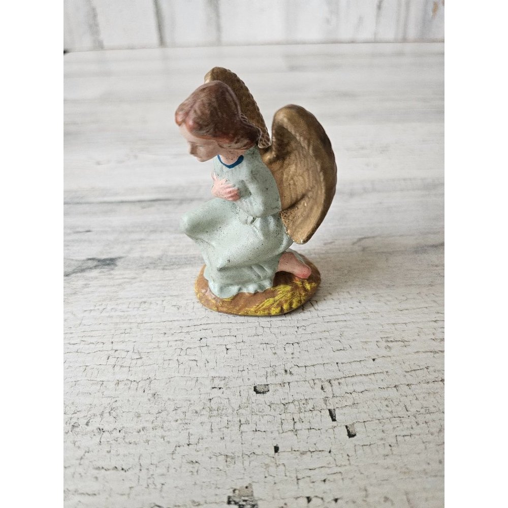 Vintage fontanini Italian Angel Glass Nativity Xmas religious decor cherub‎